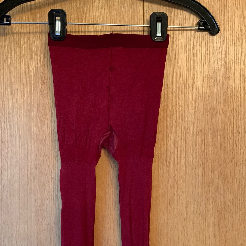 Jockey medium tall control top pantyhose tights nylons opaque cranberry red EUC